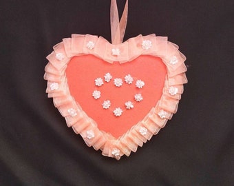 Valentine's Day gift, Valentine's Day souvenir, Wall hanging decor, Flowered heart, Handmade heart, Valentines Day decor outdoor