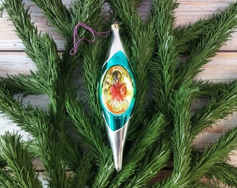 Christmas tree decor, Icicle, Relief icicle, Glass hanging decoration, Christmas decor, Vintage Christmas decoration, XMAS ornament