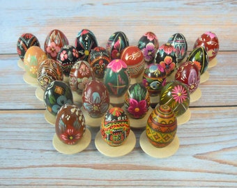 Ostereier, Ostereier aus Holz, handbemalte Eier, Set von 25 bunten Eiern