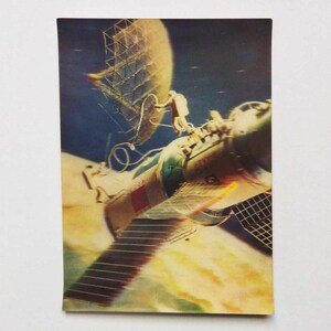 3D Postcard, Space, Cosmos, Astronauts in space, Collectible Postcard 1981