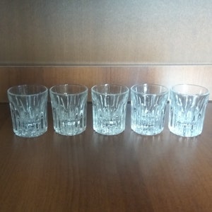 Whiskey glasses, Wineglass, Vodka glasses, Drinking glasses, Thick cut glass, Set of 5 pieces