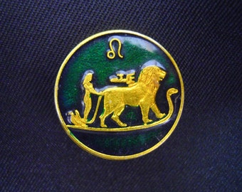 Badge pin, Zodiac, Leo, Metal badge pin, Enamel badge pin, Pin badge, Shawl pin, Astrology