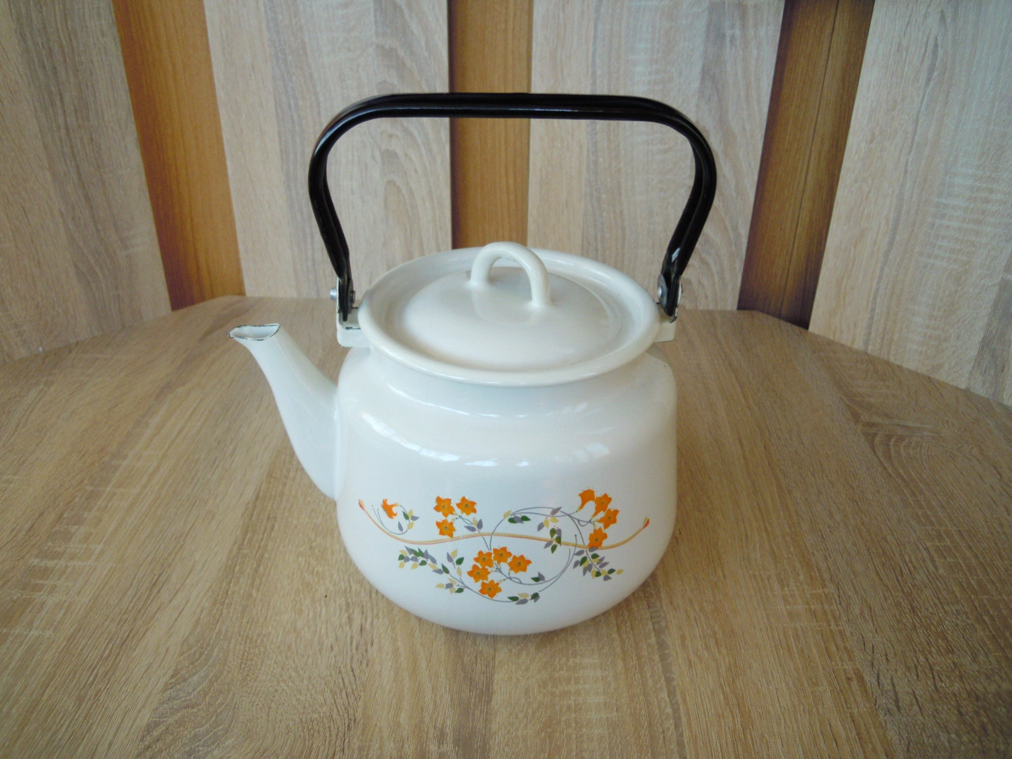 Enamel kettle Floral kettle Enameled kettle Enamel tea Etsy