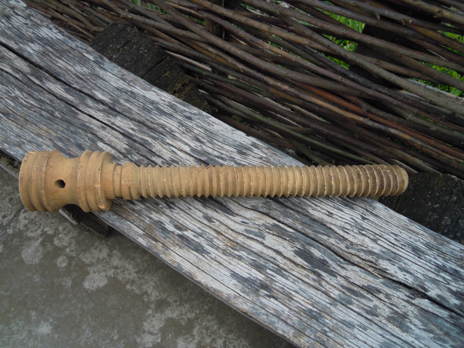 Large Wooden Screw Antique Wooden Detail Etsy