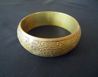 Brass bracelet, Floral bracelet, Vintage bracelet