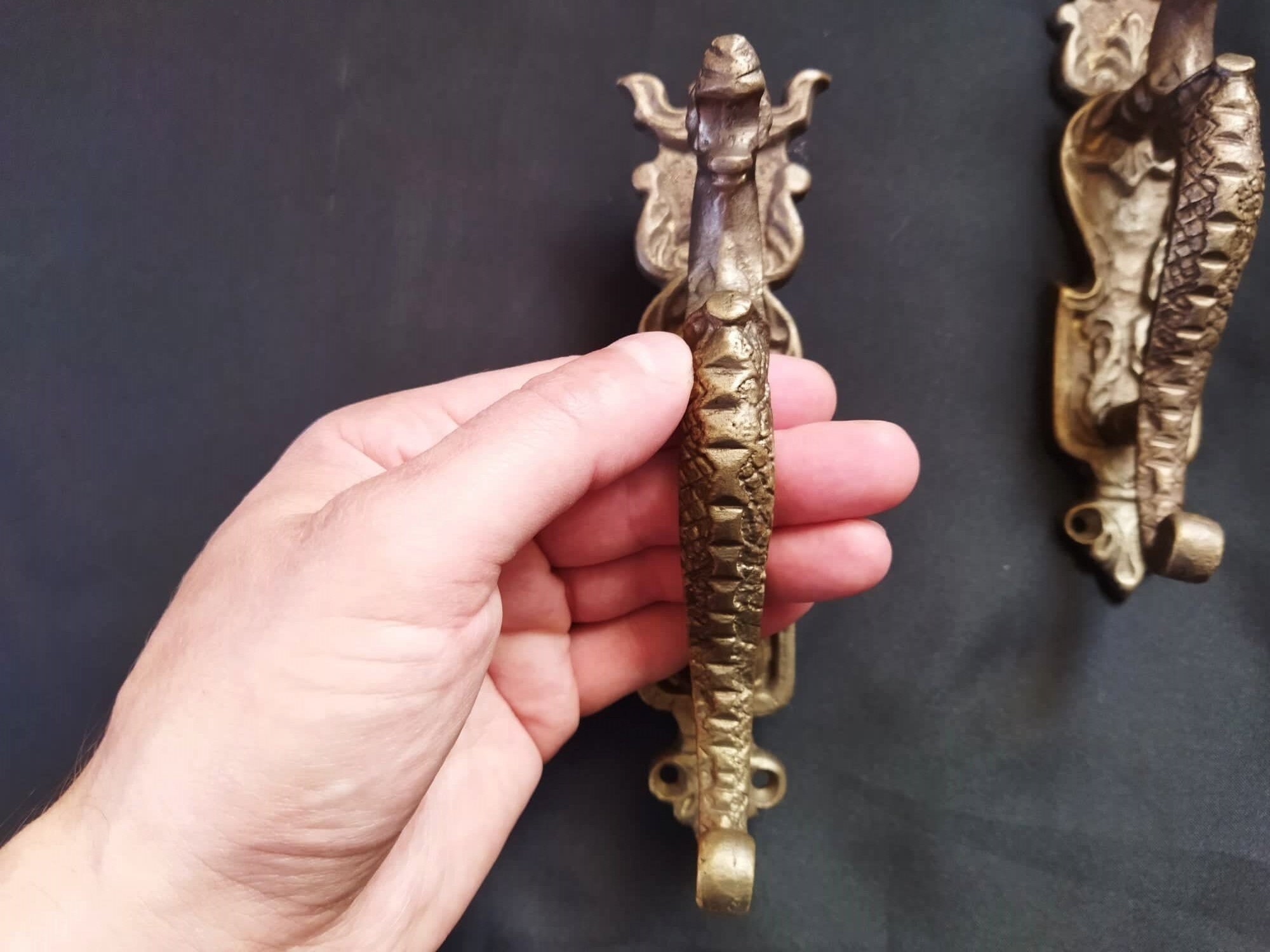 Door Handles Bronze Door Handles Dragon Pair Door Knobs Etsy
