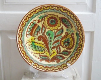 Wall hanging plate, Kosiv painting, Kosiv wall decor, Large wall plate, Clay plate, Handmade wall plate, Ukrainian wall plate, Floral plate