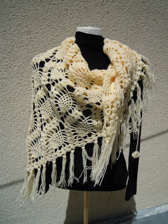 Lace shawl, Shawl with fringes, Triangular shawl,… - image 8