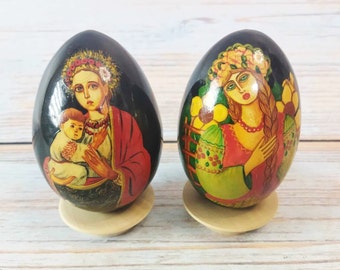 Easter eggs, Ukrainian Easter eggs, Wooden Easter eggs, Hand-painted Easter eggs, Ukrainian women, Woman in wreath