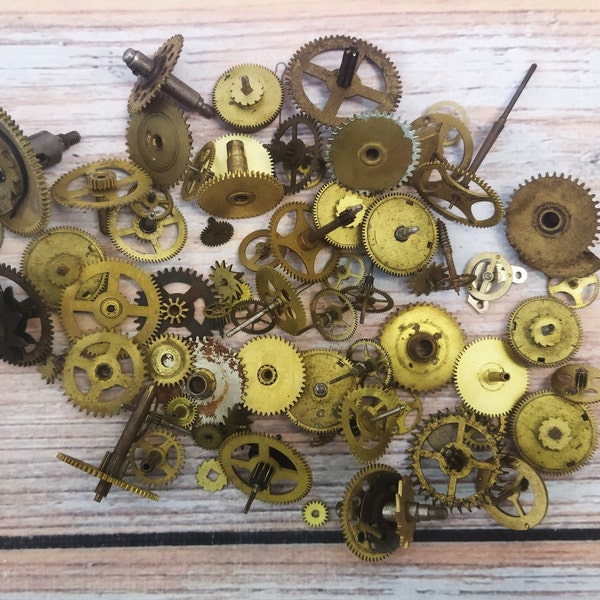 Clock gears, Clocks details, Clocks parts, Metal clock details, Metal clock parts, Craft supplies metal, Salvaged material