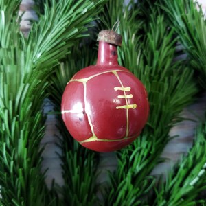 Christmas tree decor, Volleyball ball, Glass decoration, Glass Volleyball ball, Vintage Christmas decoration, Glass Christmas ornament