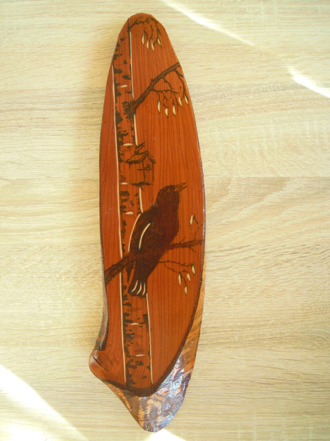 Wood Wall Decor Bird Crow Wall Picture Etsy