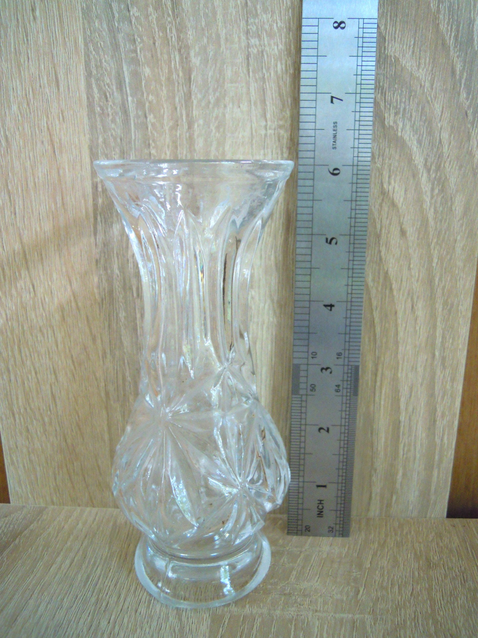 Vase Glass Vase Clear Glass Cut Glass Small Vase Etsy