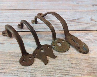 Door handles, Old metal door handles, Antique door handles, Rust door handles, Forged door handles, Metal forged door handles, Set of 4 pcs