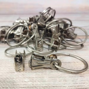 Pinzas para cortinas, Pinzas para cortinas, Pinzas para cortinas, Abrazadera metálica vintage con anilla, Pinzas color plata, Juego de 31 piezas