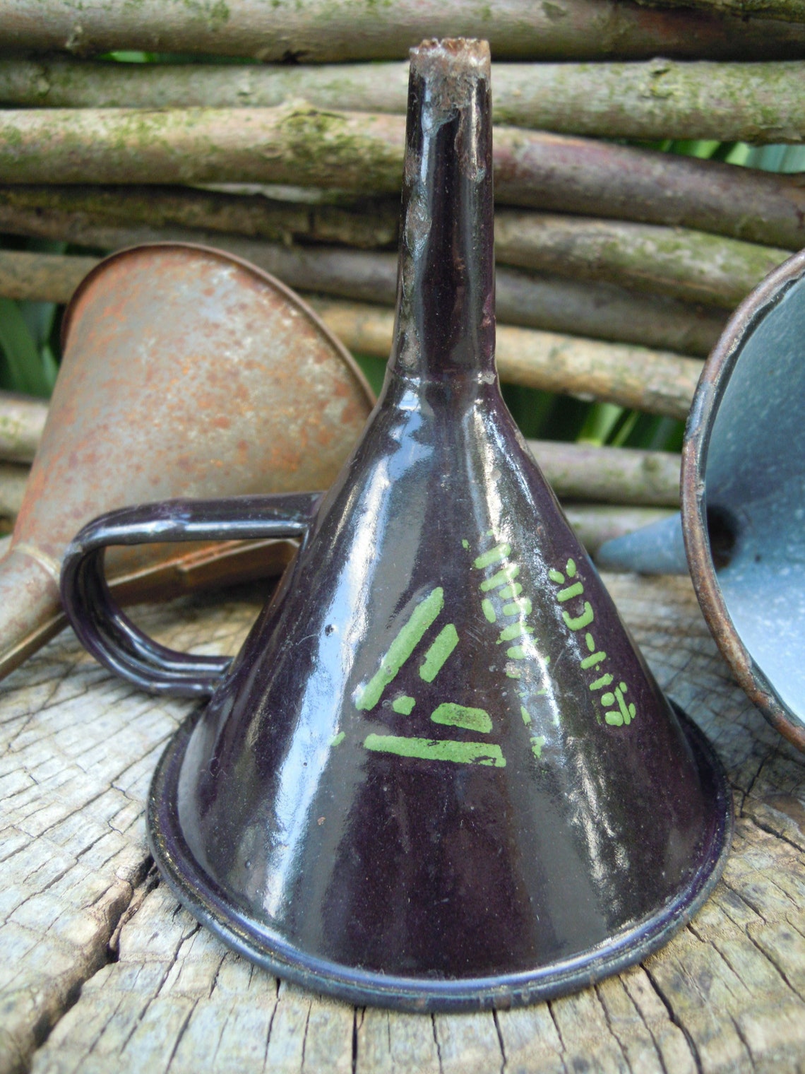 Metal Funnels Rust Funnel Antique Funnel Metal Enamel Etsy Ireland