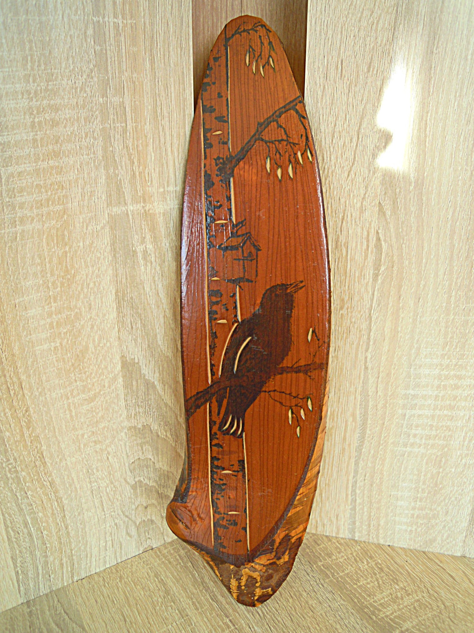 Wood Wall Decor Bird Crow Wall Picture Etsy