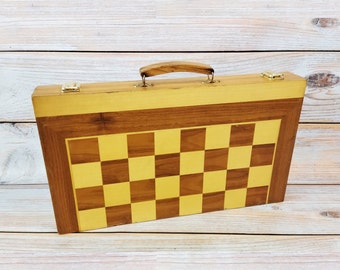 Portable Chess Board, Chess Board with Handle, Suitcase Chess Board, Large Chess Board, Chess Board Only, Wooden Travel Chess Board