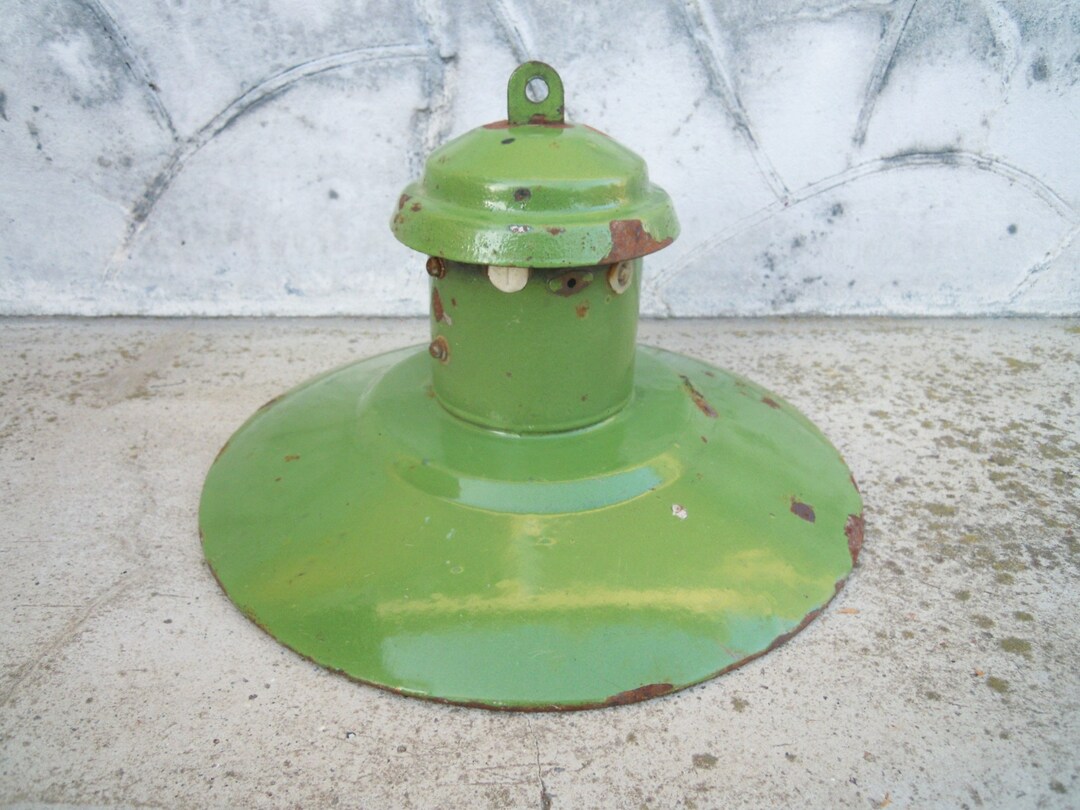 Metal Enamel Hanging Lampshade Street Lamp Shade Antique Etsy