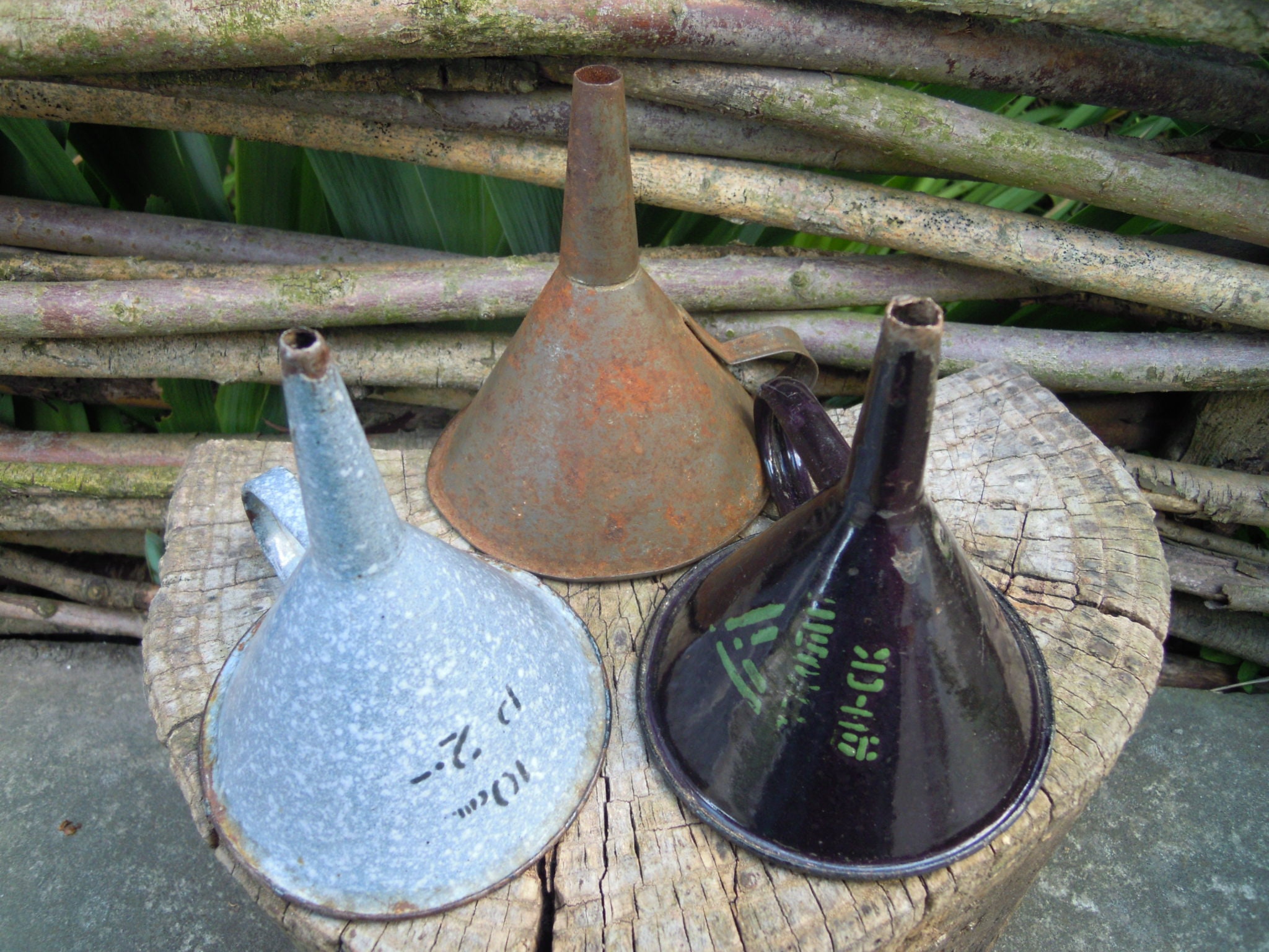 Metal Funnels Rust Funnel Antique Funnel Metal Enamel Etsy Ireland