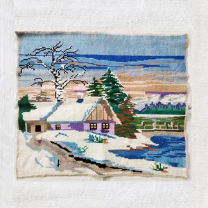 Ricami antichi, Ricami antichi a mano, Ricami ucraini, Paesaggio invernale, Capanna nella neve, Capanna in inverno, Decorazioni natalizie