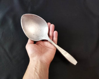 Large wide spoon, Large spoon, Wide spoon, Antique large spoon, Old large spoon, Old metal spoon, Antique metal spoon