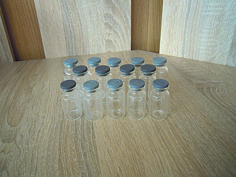 Small medical jars with rubber cover, Pharmacy jars, Set of 14 p Small medical jars with rubber cover, Pharmacy jars, Set of 14 p