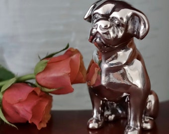 Silver Bulldog Sculpture | Gift For Dog Lover | Bulldog Figurine | Housewarming gift