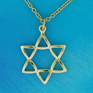 14k Star of David Pendant, Solid Gold Jewish Star Necklace, Magen David From Israel, Bar Mitzvah Gift