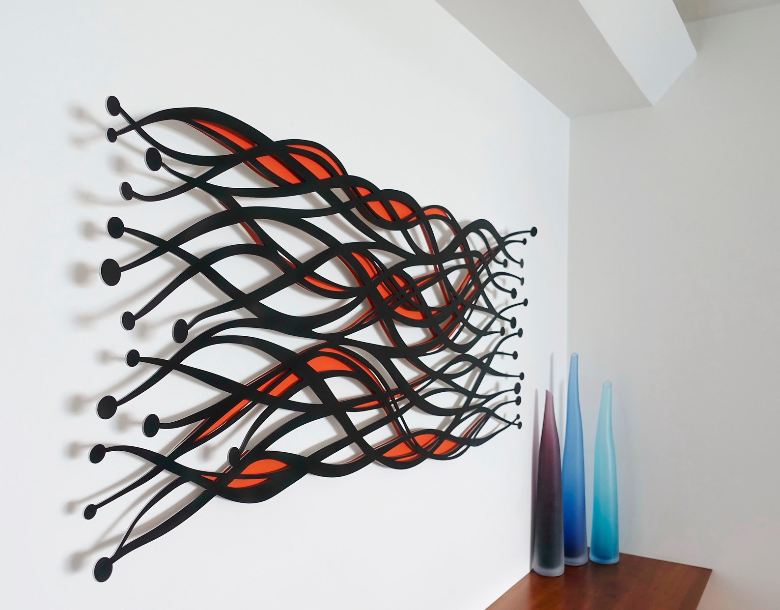 Metal Wall Art Black & Red Wall Sculpture Abstract Weave - Etsy