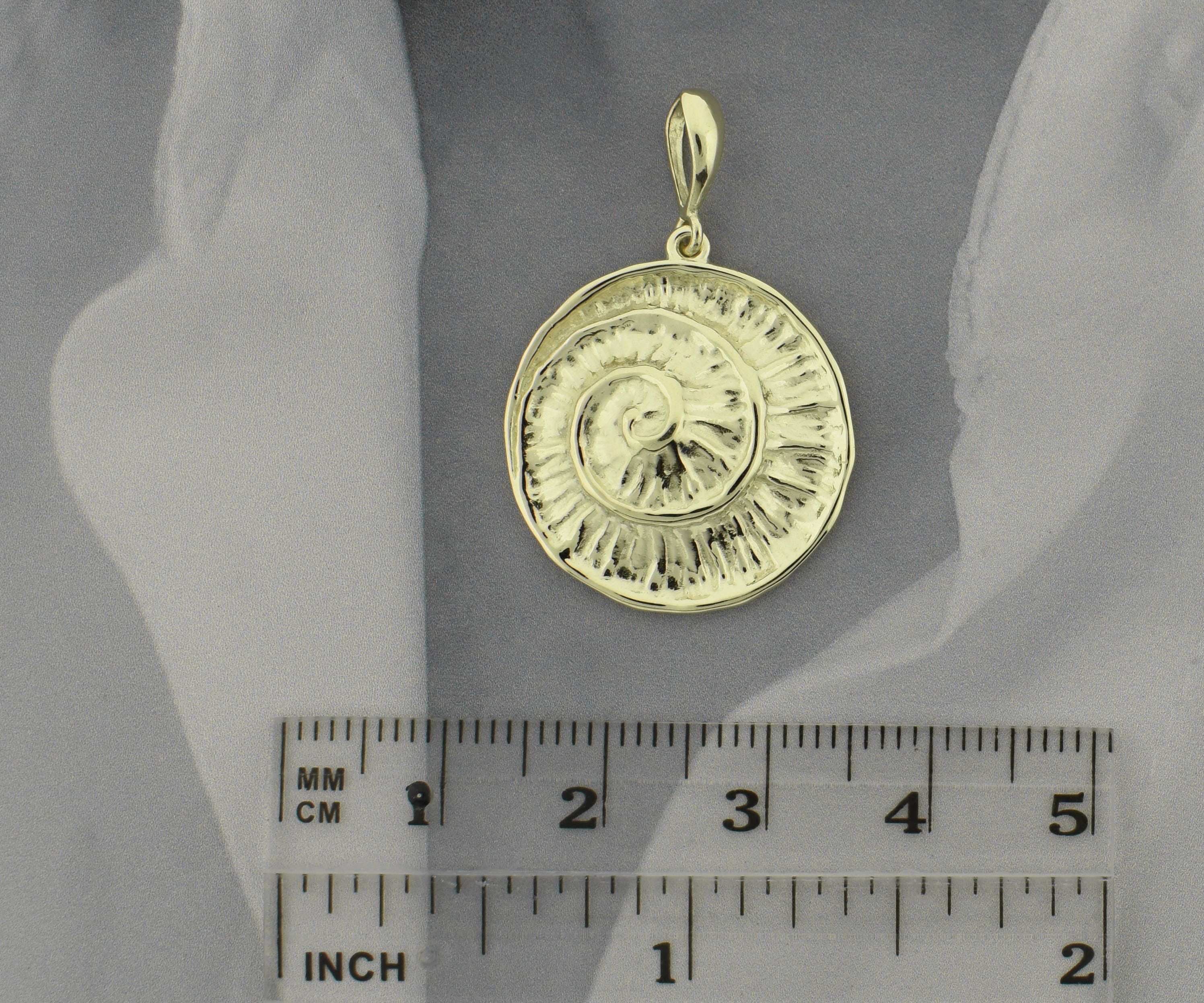 Solid Gold Medallion Pendant 14k Spiral Circle Pendant Etsy