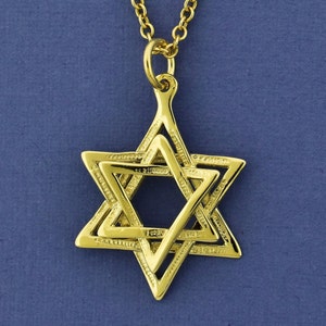 Solid 14k Gold Magen David, Star of David Pendant, Bar Mitzvah Gift From Israel, Real Solid Gold