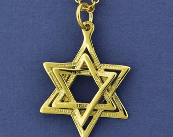 Solid 14k Gold Magen David, Star of David Pendant, Bar Mitzvah Gift From Israel, Real Solid Gold