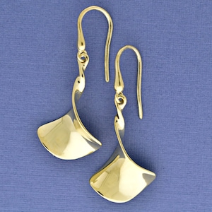 Pendentifs massifs 14 carats, boucles d'oreilles torsadées en or, boucles d'oreilles en or brillant, cadeau d'anniversaire pour elle