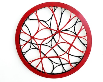 Red & Black Circle Wall Art, Colorful Round Metal Art, Wall Hanging Home Décor