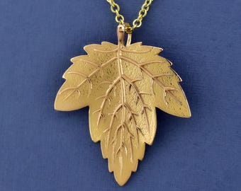 Solid 14K Rose Gold Maple Leaf Pendant, Dainty Autumn Leaf Pendant