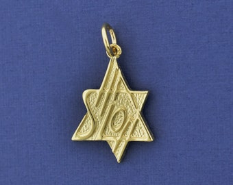 14K Gold Shalom Star of David Necklace, Small Solid Gold Jewish Star Bat Mitzvah gift