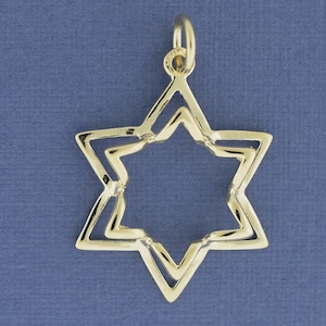 Dainty Jewish Star Pendant, Solid 14K Gold Star of David Necklace, Bat Mitzvah Gift