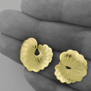 Nature Inspired Leaf Studs, Real Solid 14k Gold Post Earring, Gift For Her