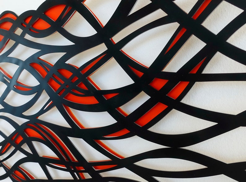 Metal Wall Art Black & Red Wall Sculpture Abstract Weave - Etsy