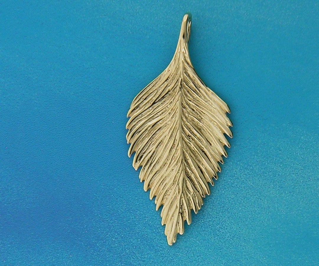 Solid 14K Gold Leaf Pendant, Gold Nature Inspired Necklace, Anniversary