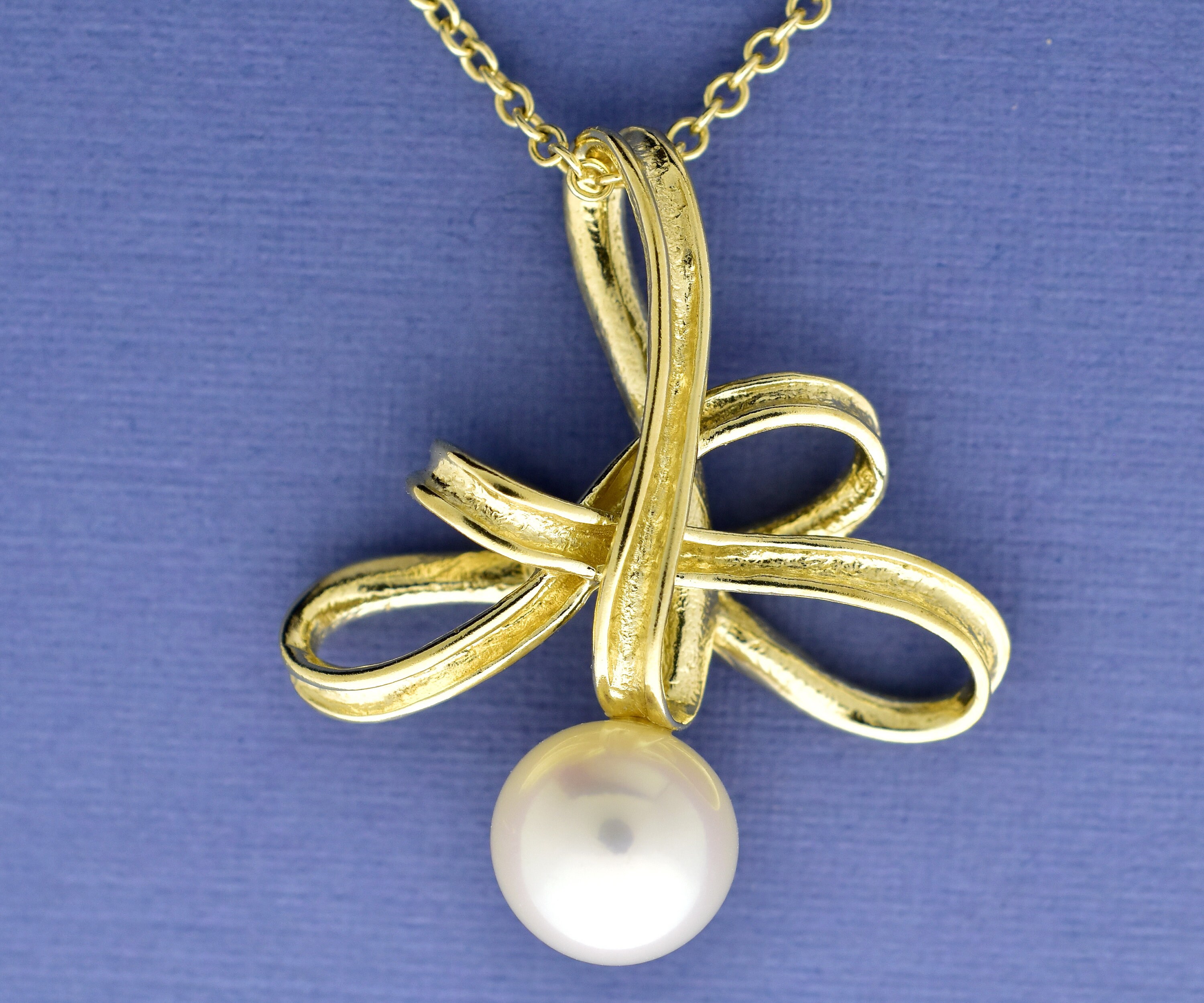 14k Pearl Pendant Slide Solid Gold Trendy Pearl Necklace Etsy