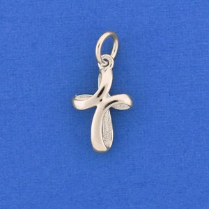 Tiny White Gold Infinity Cross Pendant, Solid 14K Christian Jewelry