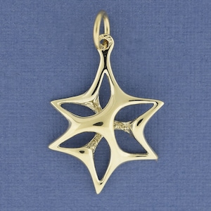 Small Star of David, Abstract Solid 14k Gold Star Pendant, Bat Mitzvah Necklace from Israel