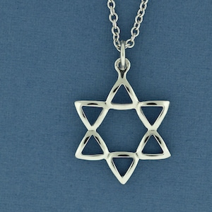 Solid 14k White Gold Magen David Pendant, Jewish Star, Bat Mitzvah Gift From Israel,