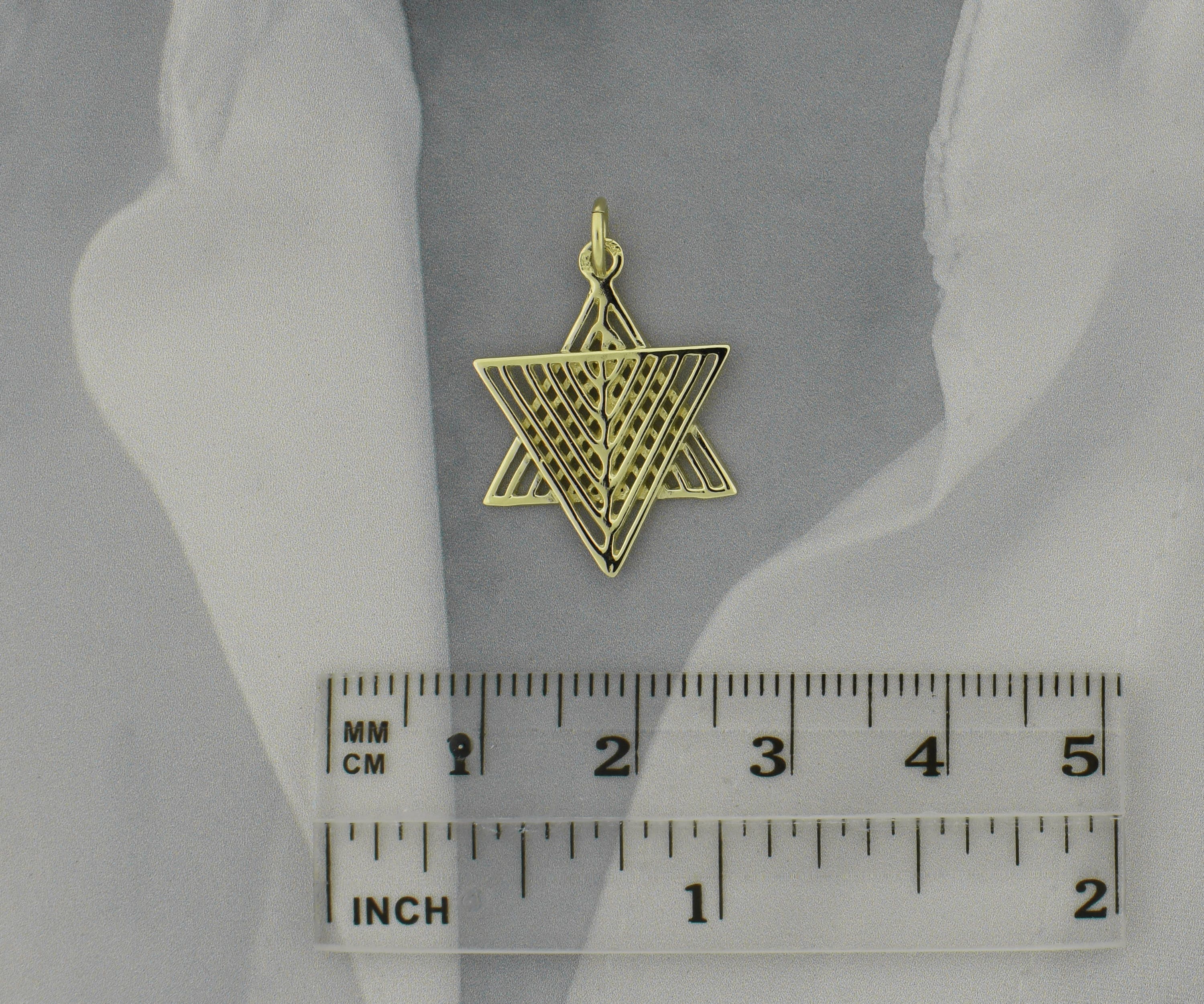 Gold Star of David Pendant Solid 14k Jewish Star Modern - Etsy