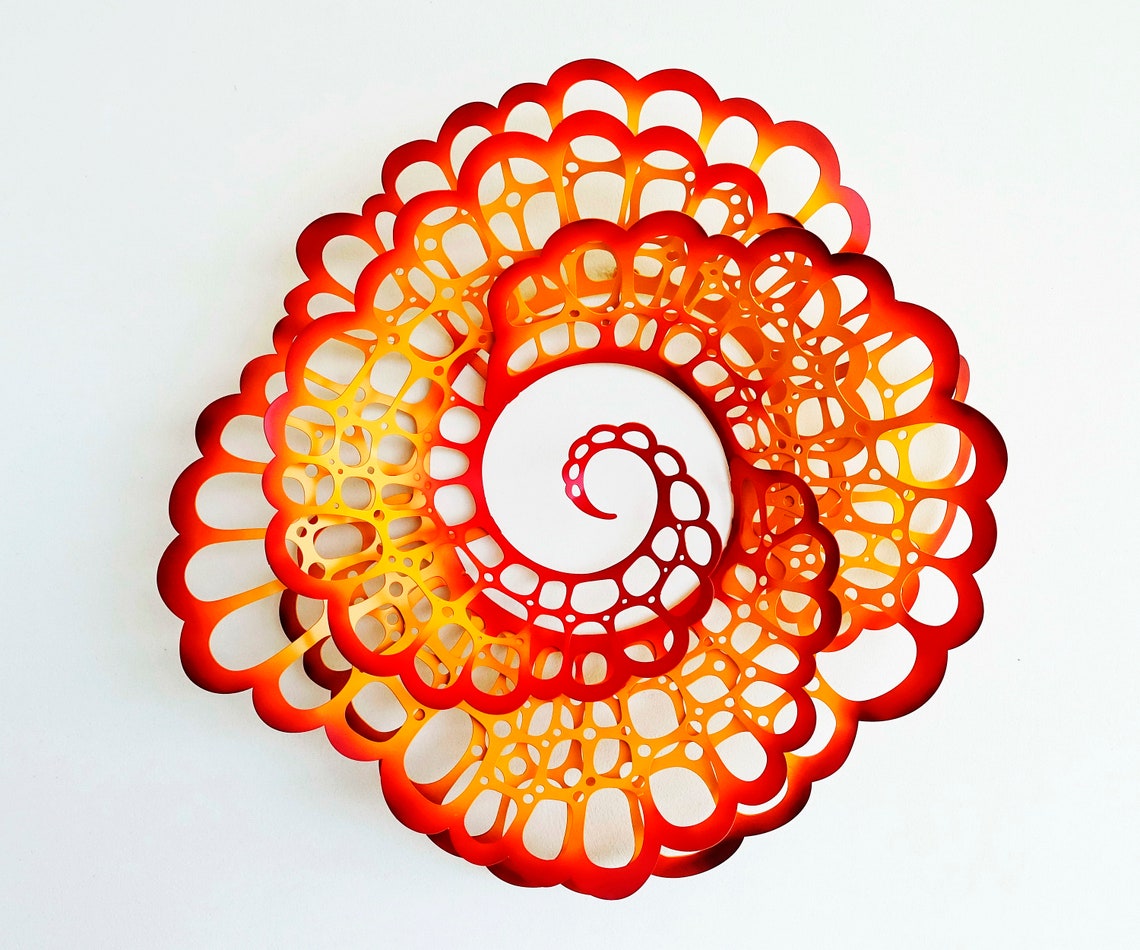 Floral Design Wall Art 3D Laser Cut Spiral Sculpture Warm Etsy