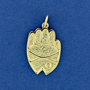 14K Evil Eye Necklace, Solid gold Hamsa Pendant, Fish Necklace, Good Luck Charm, Fertility Symbol