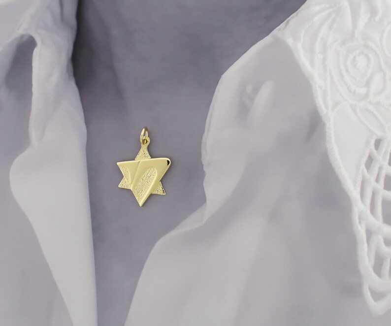 Tiny Gold Star of David Chai Pendant Bat Mitzvah Gift Solid Etsy