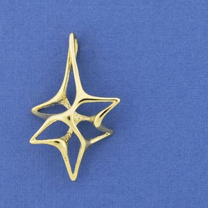 Gold Star of David, Free Form 14k Gold Star Pendant, Bat Mitzvah Gift from Israel, Magen David, Solid Gold Jewish Star